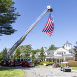 Fire truck, American flag and Golf Club House